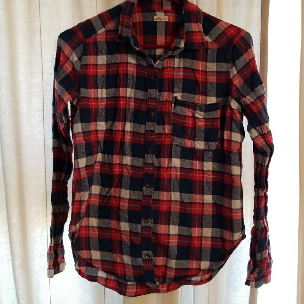 Hollister red and blue flannel